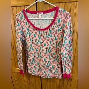 Festive Pink and Blue Women's Sleepwear Top